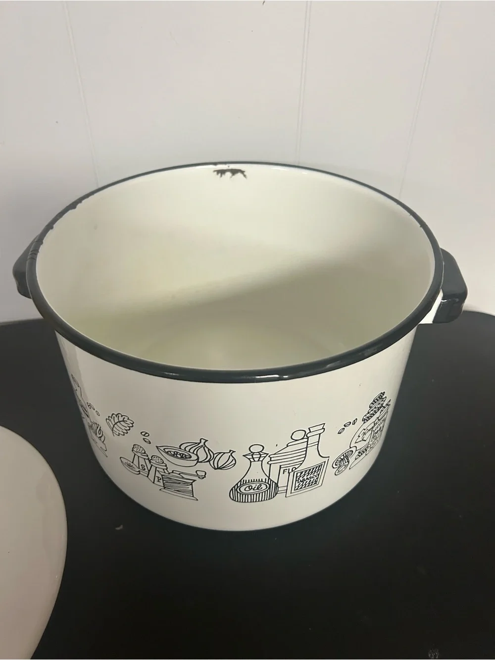 Vintage Ceramic-Met retro enamel lidded stock pot 1960 1970